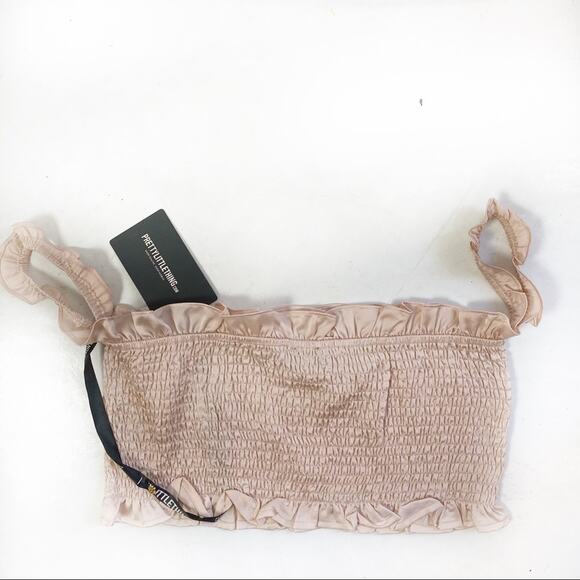 Pretty Little Thing Blush Bardot Crop Top Size 10 - Picture 3 of 6